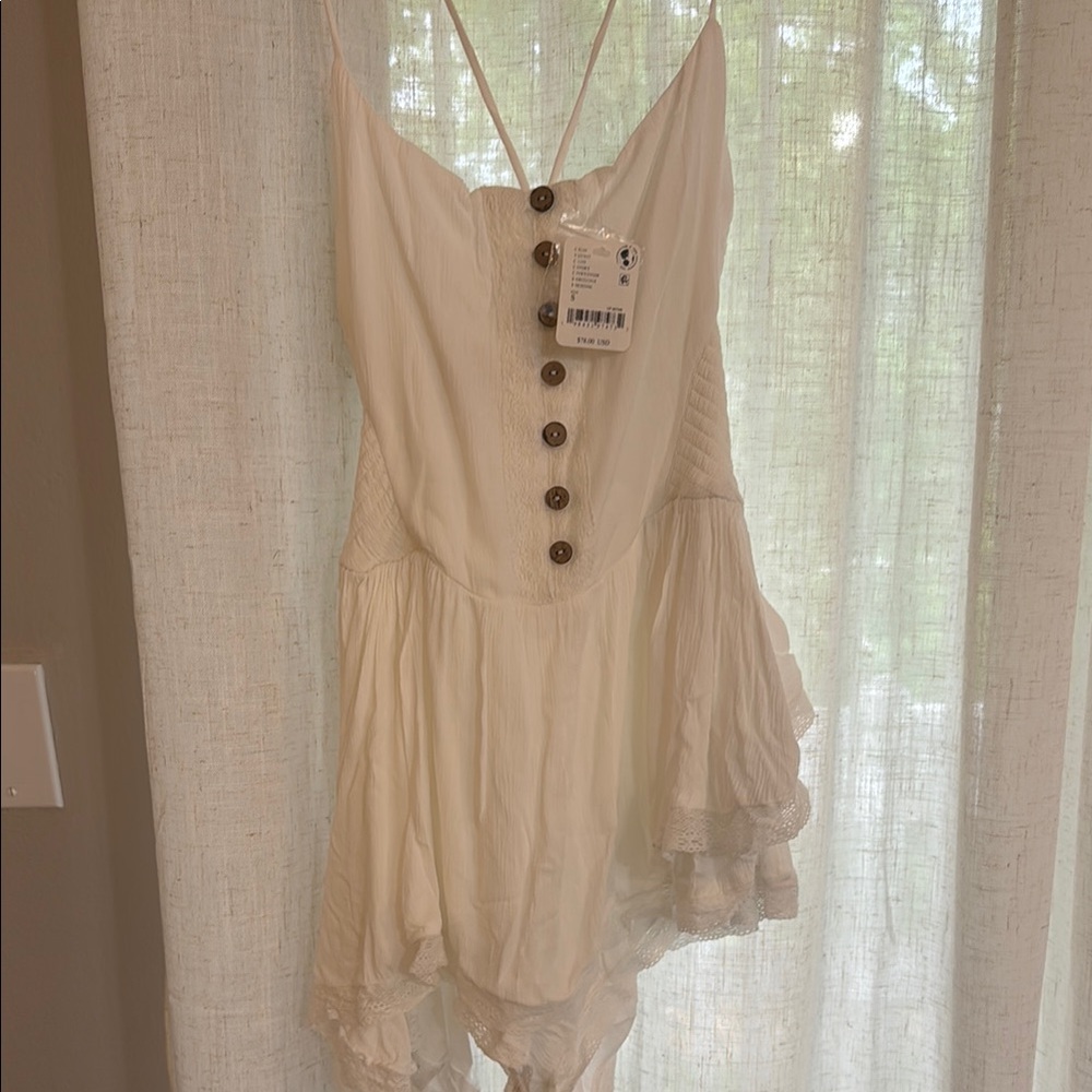 Free people new with tags- White Button-Front Romper
